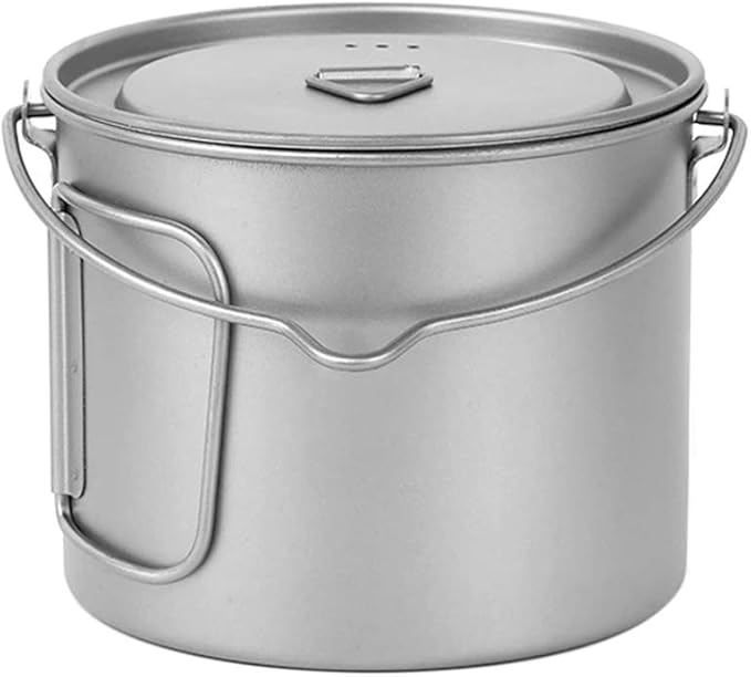 Lixada 1100ml/2800ml Titanium Pot Ultralight Portable Hanging Pot with Lid and Foldable Handle