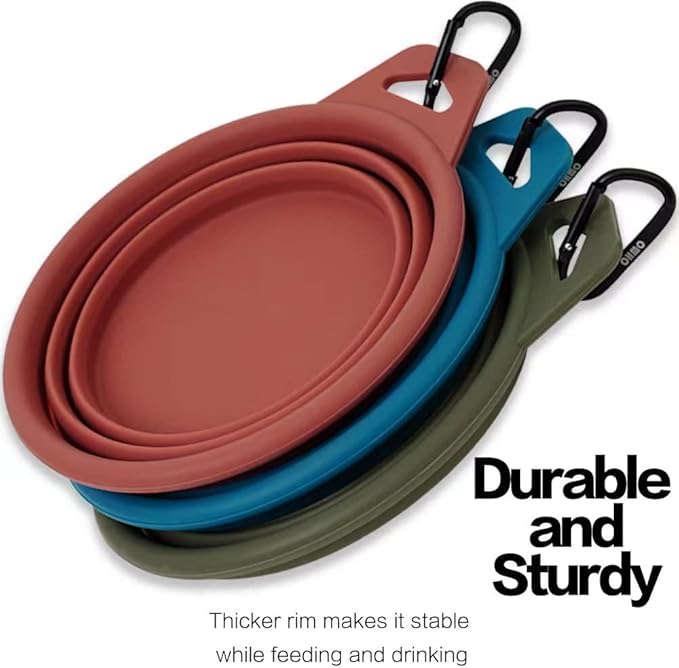 OHMO Large Collapsible Dog Bowls, (2 Pack 27oz/800ml) Premium Silicone Portable Travel Water Food
