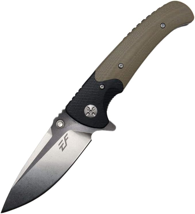 Eafengrow EF67 Pocket Knife with Metal Clip,D2 Steel Blade G10 Handle EDC folding knife Tool Liner