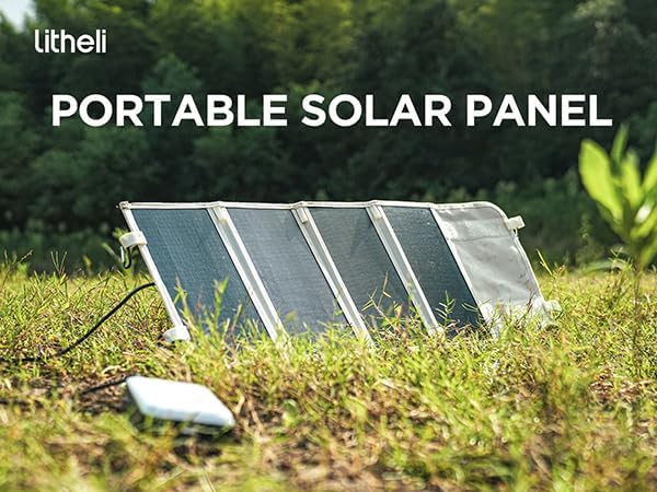 Litheli 24W Portable Solar Panel Charger with Bag, Foldable USB-C & USB-A Solar Power Bank for