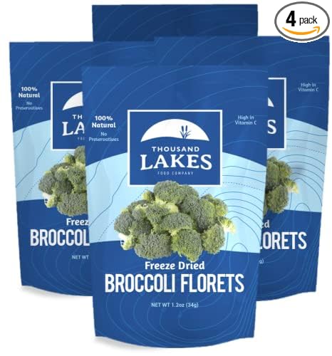 Thousand Lakes Freeze Dried Vegetables - Broccoli Florets 4-pack 1.2 ounces (4.8 ounces total) |