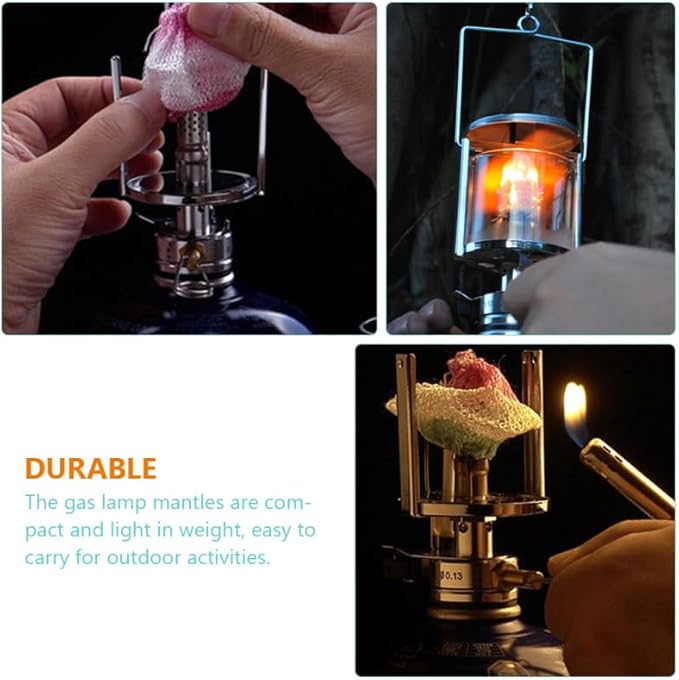 EXCEART 12pcs Gas Lantern Mantles Replacement for Outdoor Camping Lightweight Odorless Easy to