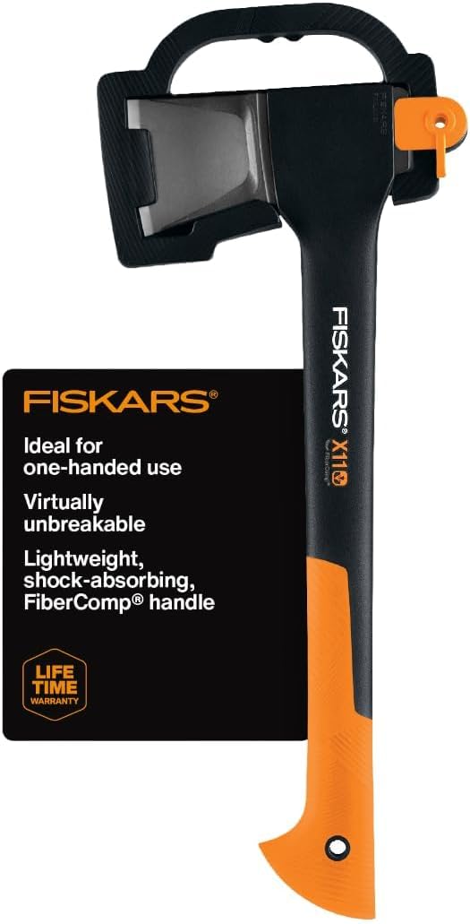 Fiskars X11 Splitting Axe Hatchet, 17" Tree Branch Cutter and Wood Axe for Small Logs with