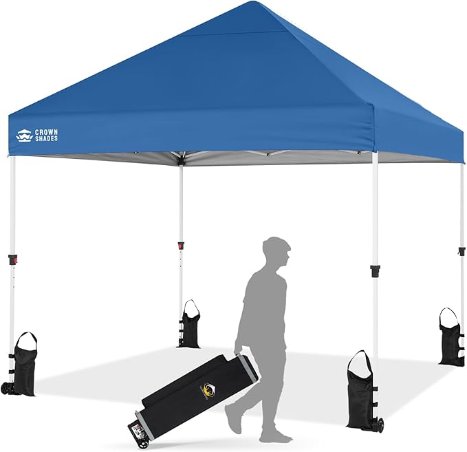 CROWN SHADES 10x10 Heavy Duty Canopy - Premium Pop Up Canopy Tent - Extra Sun Shade Protection with