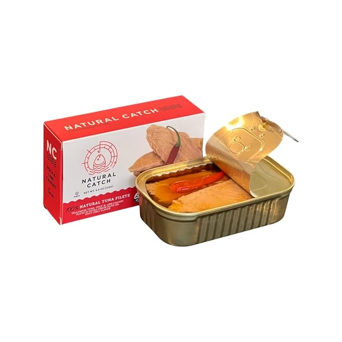 Natural Catch Tuna Spicy Yellowfin Filets, Hand Cut, Pole & Line Caught, 130 Calories Gluten-Free