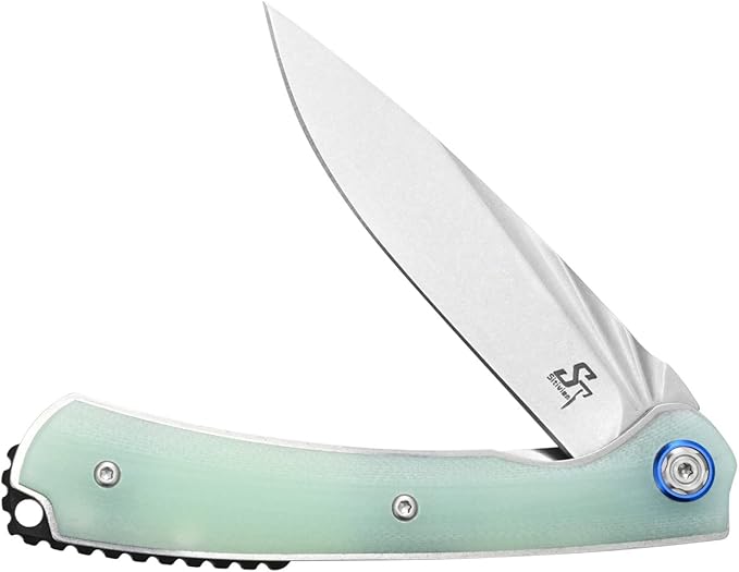 Sitivien ST144 Folding Knife,14C28N Steel Blade,G10 Handle Pocket Knife for Outdoor EDC