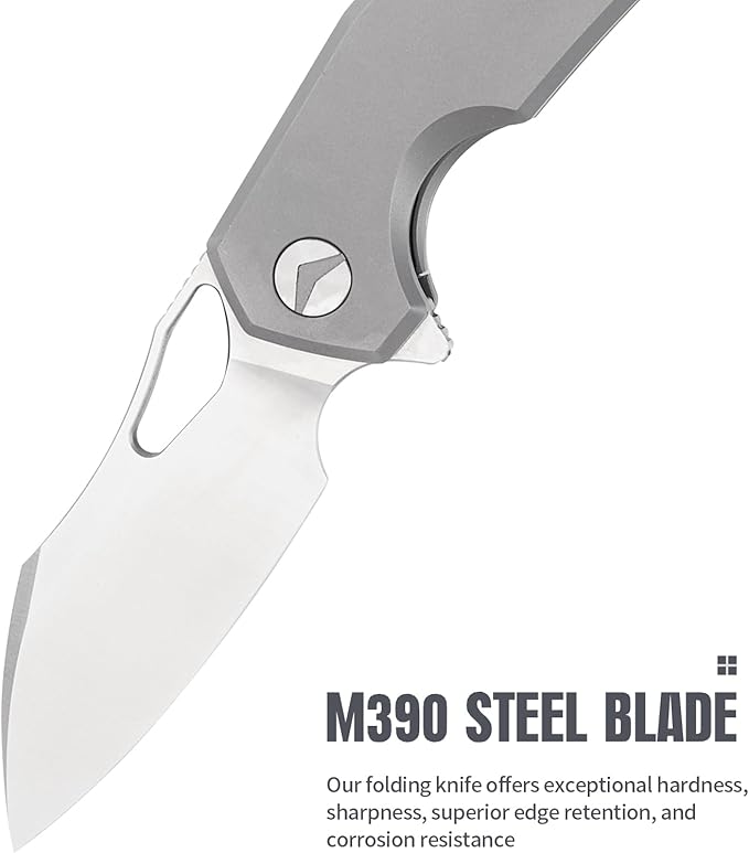 Folding Knife pocket knife EDC Knife With Clip Survival knife Camping knife - M390 Steel Titanium