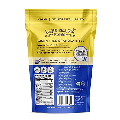 Lark Ellen Farm Grain-Free Granola, Certified Organic Raw Sprouted Vegan Clusters, Paleo & Crunchy