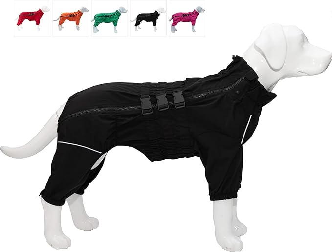 Dogs Waterproof Jacket, Lightweight Waterproof Jacket Reflective Safety Dog Raincoat Windproof