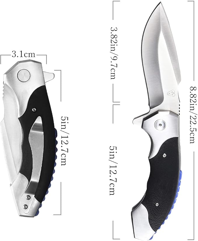 Eafengrow EF15 Folding Blade Knives 7.9 inch 9Cr18Mov Blade and G10 Handle Outdoor Camping Knife