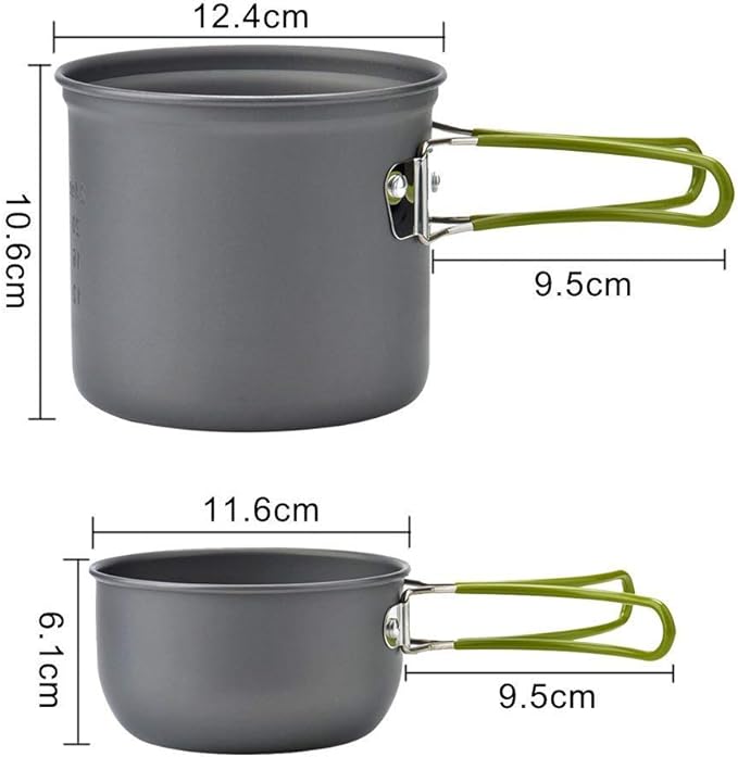 Peidesi Camping Cookware Mess Kit, Portable Camp Stove Pots and Pans Set, Carabiner, Folding Knife