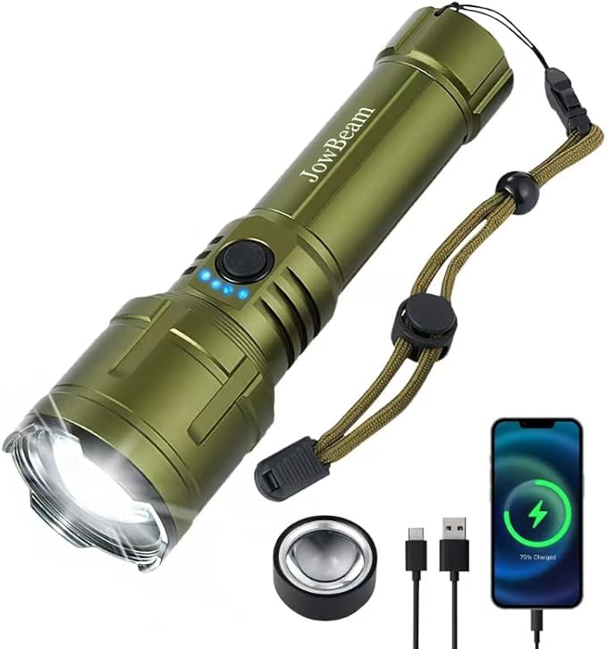 Tactical Flashlight High Lumens, 5000mAh USB-C Rechargeable, 3000lm Bright Flashlights 5000 FT