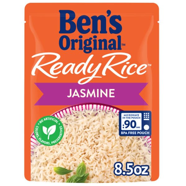 BEN'S ORIGINAL Ready Rice Jasmine Rice, Easy Dinner Side, 8.5 oz Pouch (Pack of 12)