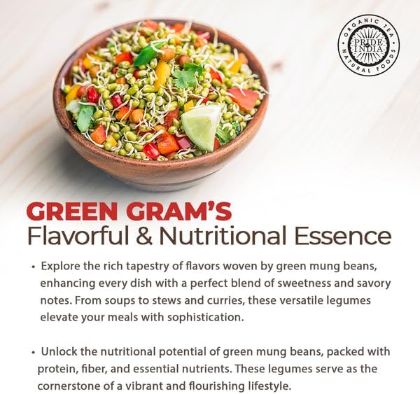 Pride Of India - PACK of 6 - Indian Whole Green Mung Gram - Protein & Fiber Rich Moong Whole, 1.5