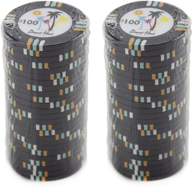13.5-gram Desert Heat Premium Poker Chips (50-Pack) Heavy Clay Composite Set - Bulk Casino Chips