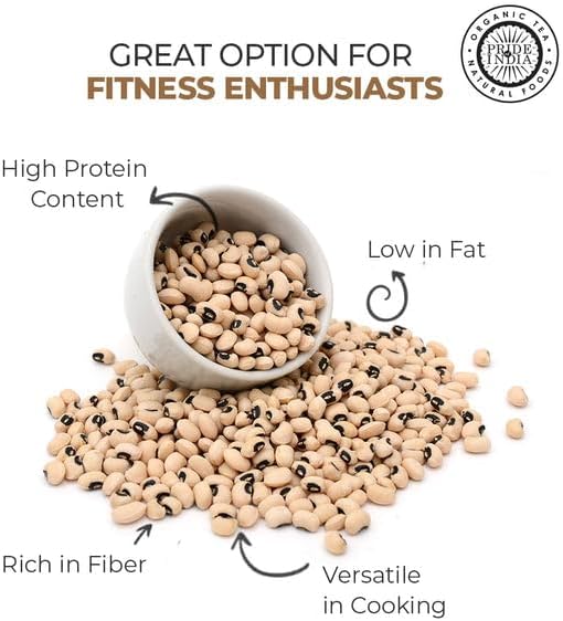 Pride Of India - PACK of 6 - Indian Whole Black Eyed Peas - Protein & Fiber Rich Lobiya, 1.5 Pound