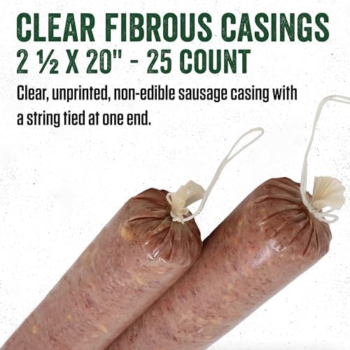 LEM Products Clear Fibrous Casings, 2 ½ Inches x 20 Inches, Non-Edible Sausage Casings, Stuffs