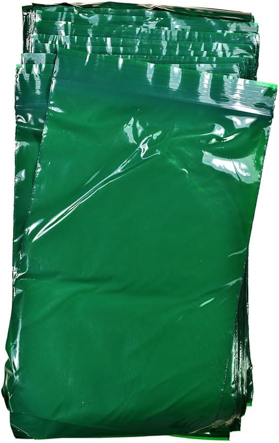 uGems 6" x 9" Green Resealable Zipper Bags -100 Pack of Opaque Plastic Storage Bags for Privacy