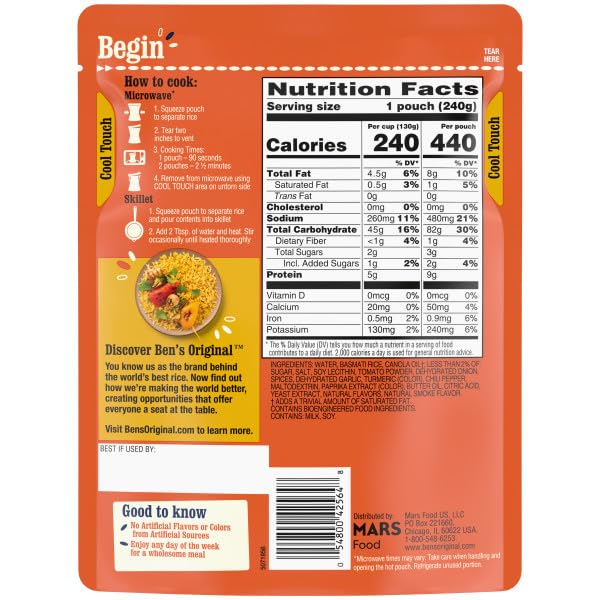 BEN'S ORIGINAL Ready Rice Tikka Masala Flavored Rice, Easy Dinner Side, 8.5 oz Pouch