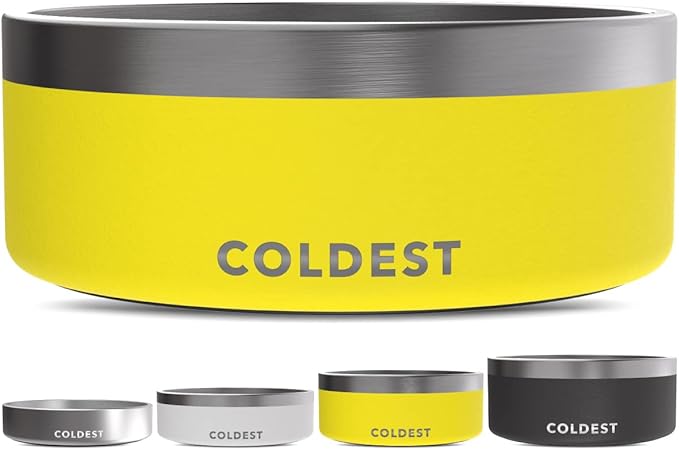 Coldest Dog Bowl - Anti Rust Metal, Non Slip, 3 Layers Insulated Stainless Steel Dog Bowls - Spill