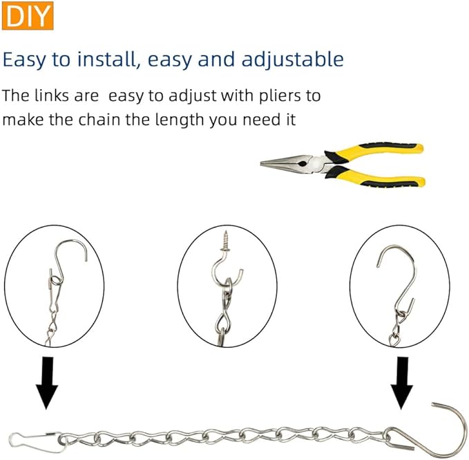 YINGFENG 197 Inch DIY Silver Hanging Basket Chains, Adjustable Length, Decorative Metal Chain with