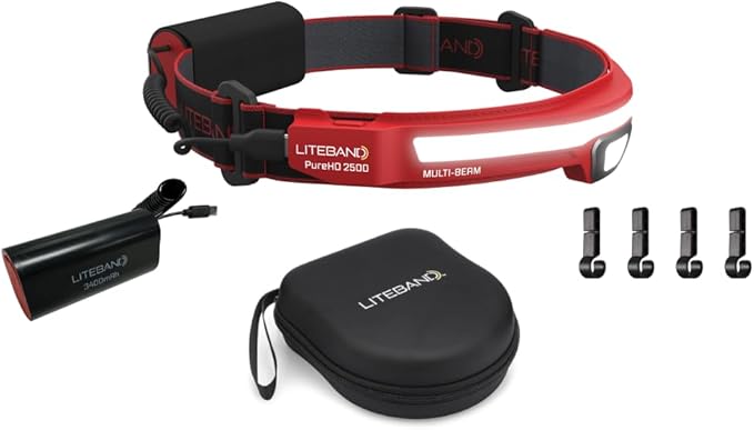 Liteband Bundle PRO PureHD 2500 Lumens LED Headlamp Rechargeable Battery Powered, Bright Head Lamp