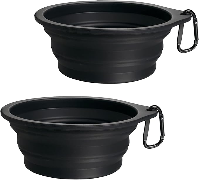 PetBonus 2-Pack Silicone Collapsible Dog Bowls, BPA Free Dishwasher Safe, Portable Foldable