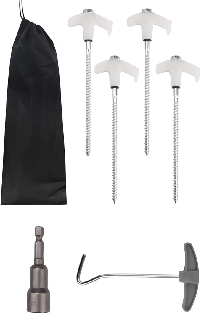 4 Pcs Tent Stakes Heavy Duty, 8 in Ground Anchors Screw in, Grow in The Dark Screw in Tent Stakes