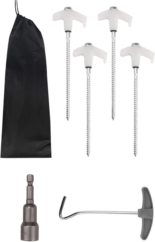 4 Pcs Tent Stakes Heavy Duty, 8 in Ground Anchors Screw in, Grow in The Dark Screw in Tent Stakes