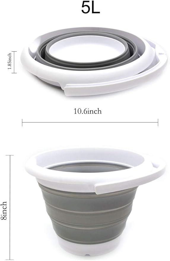 SAMMART 5L / 1.32 Gallon Collapsible Plastic Bucket - Foldable Round Tub - Portable Fishing Water