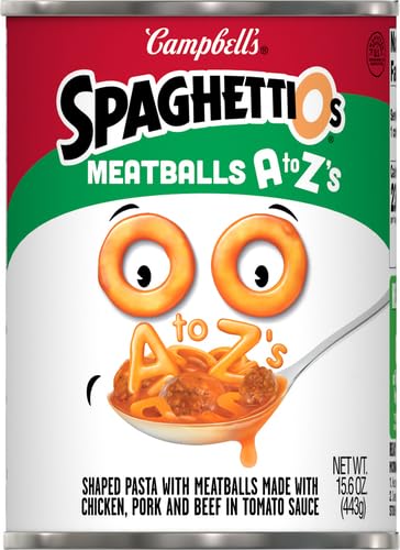 SpaghettiOs A to Z's Canned Pasta with Meatballs, 15.6 oz Can (Pack of 6)