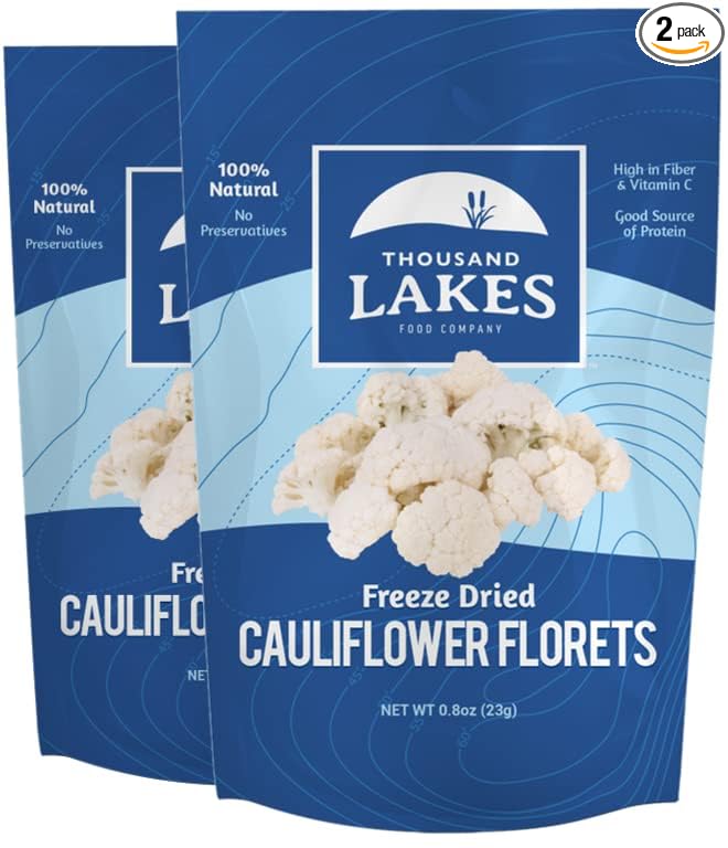 Thousand Lakes Freeze Dried Vegetables - Cauliflower Florets and Stems 2-pack 0.8 ounces (1.6