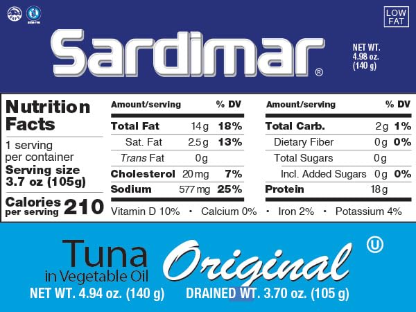 Sardimar Chunk Light Tuna ( Original - Pack of 12 ) - Ready to eat meals in can
