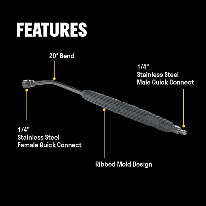 ACTIVE Pressure Washer Lance with 20°, 304 Stainless Power Washer Extension Wand for Car Wash