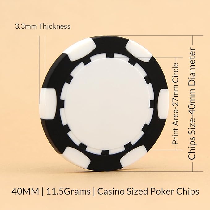 40mm Custom Poker Chips with Your Text,Logo or Design for Weddings, Anniversaries, Parties