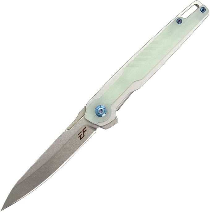 Eafengrow EF942 EDC Folding Knife, D2 Steel Blade Titanium Plating & G10 Handle,Pocket Clip with