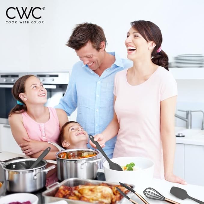 COOK WITH COLOR Silicone Cooking Utensils, Kitchen Utensil Set, Easy to Clean Silicone Kitchen