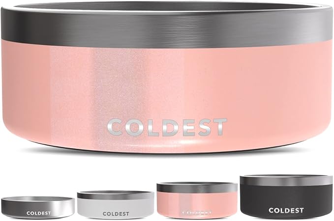Coldest Dog Bowl - Anti Rust Metal, Non Slip, 3 Layers Insulated Stainless Steel Dog Bowls - Spill