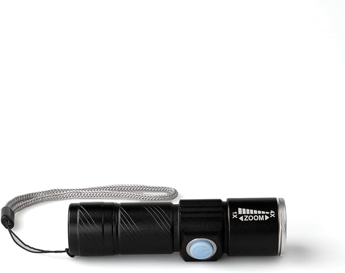 West Coast Paracord LED Flashlight, 3 Modes, Adjustable Zoom Focus, USB Rechargeable, Portable EDC