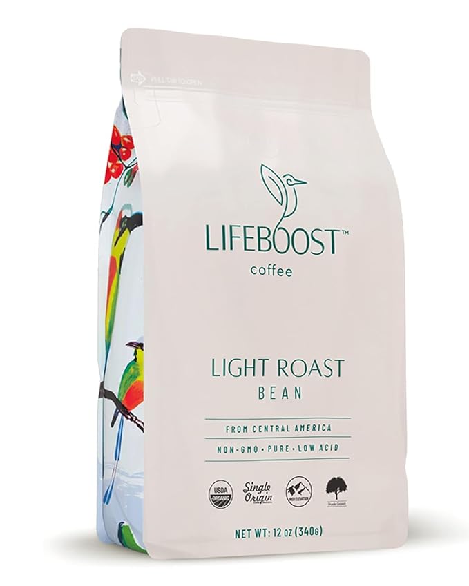 Lifeboost Light Roast Coffee Beans - Non-GMO Single Origin Low Acid Organic Light Roast Coffee