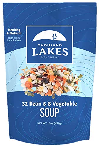 Thousand Lakes 32 Bean and 8 Vegetable Dry Soup Mix - 1 pound | Low Sodium | No Fat | High Fiber |