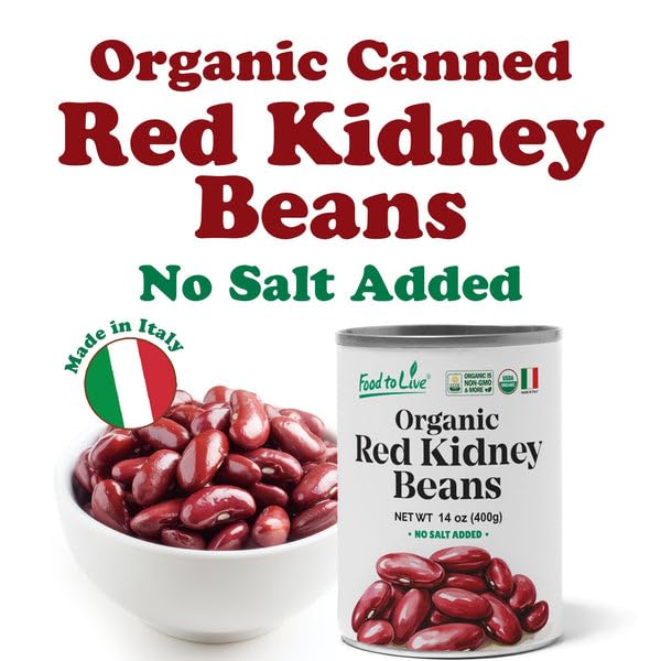 Food to Live Organic Italian Red Kidney Beans, 14 oz (Pack of 1) ??Unsalted, Non-GMO, Vegan. Ready