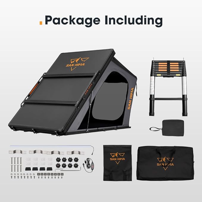 Sanhima Rooftop Tent Hard Shell - Hotham Overland Aluminium Roof Top Tent w/Larger Space, LED Strip