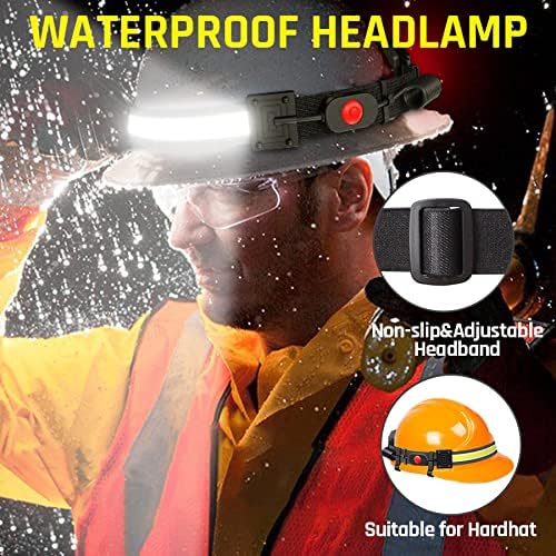 LED Headlamp USB Rechargeable 1000Lumen 230° Wide-Beam LED Headlight with Red Taillight, Super
