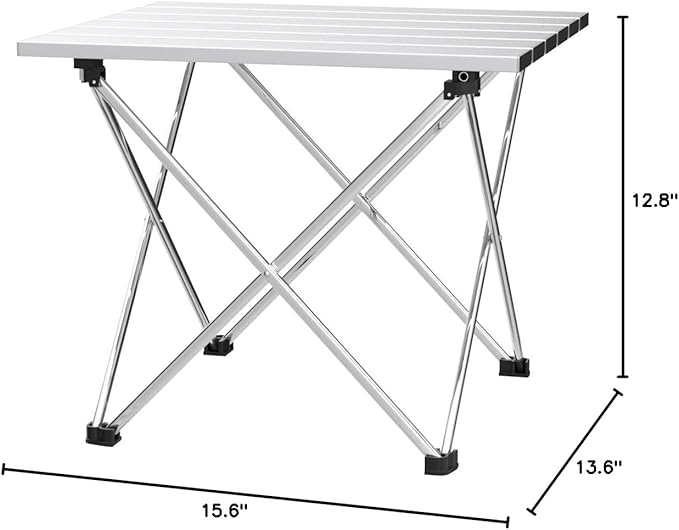 Grope Small Folding Camping Table with Aluminum Table Top, Beach Table for Sand with Carrying