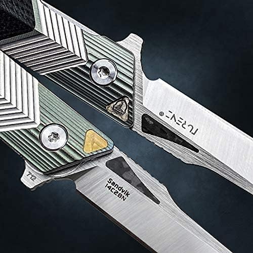 Folding Knife with Clip, 14C28N Steel Tanto Blade, Non-slip Titanium Alloy Handle Lightweight EDC