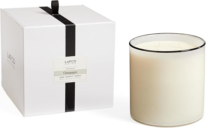 LAFCO New York Luxe 4-Wick Candle, Champagne - 86 oz - 200-Hour Burn Time - Reusable, Hand Blown