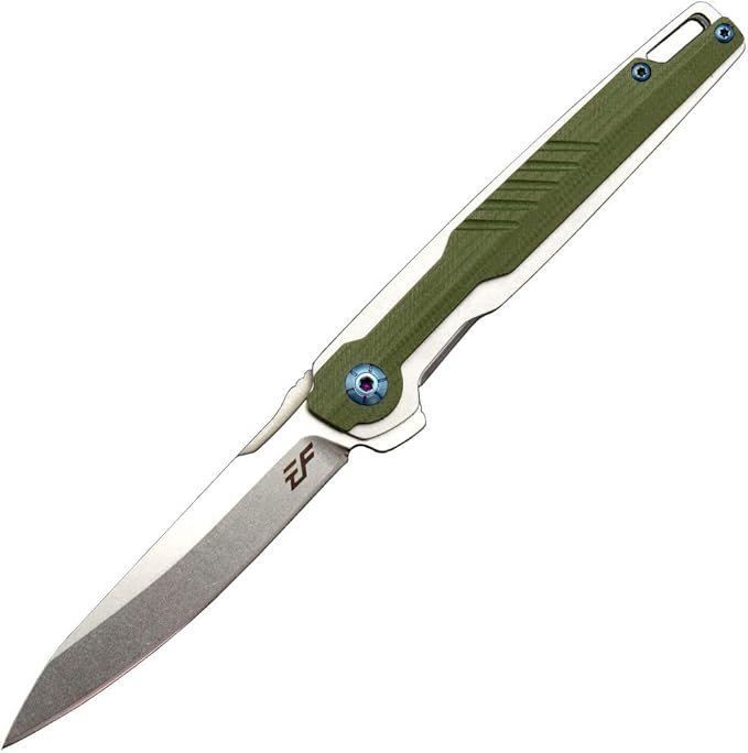 Eafengrow EF942 EDC Folding Knife, D2 Steel Blade Titanium Plating & G10 Handle,Pocket Clip with
