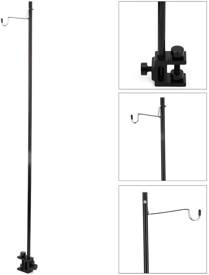 Fdit Portable Camping Light Holder, Black Aluminum Alloy Folding Light Bracket Stand Outdoor