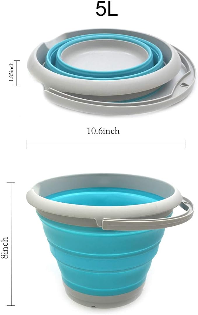SAMMART 5L / 1.32 Gallon Collapsible Plastic Bucket - Foldable Round Tub - Portable Fishing Water